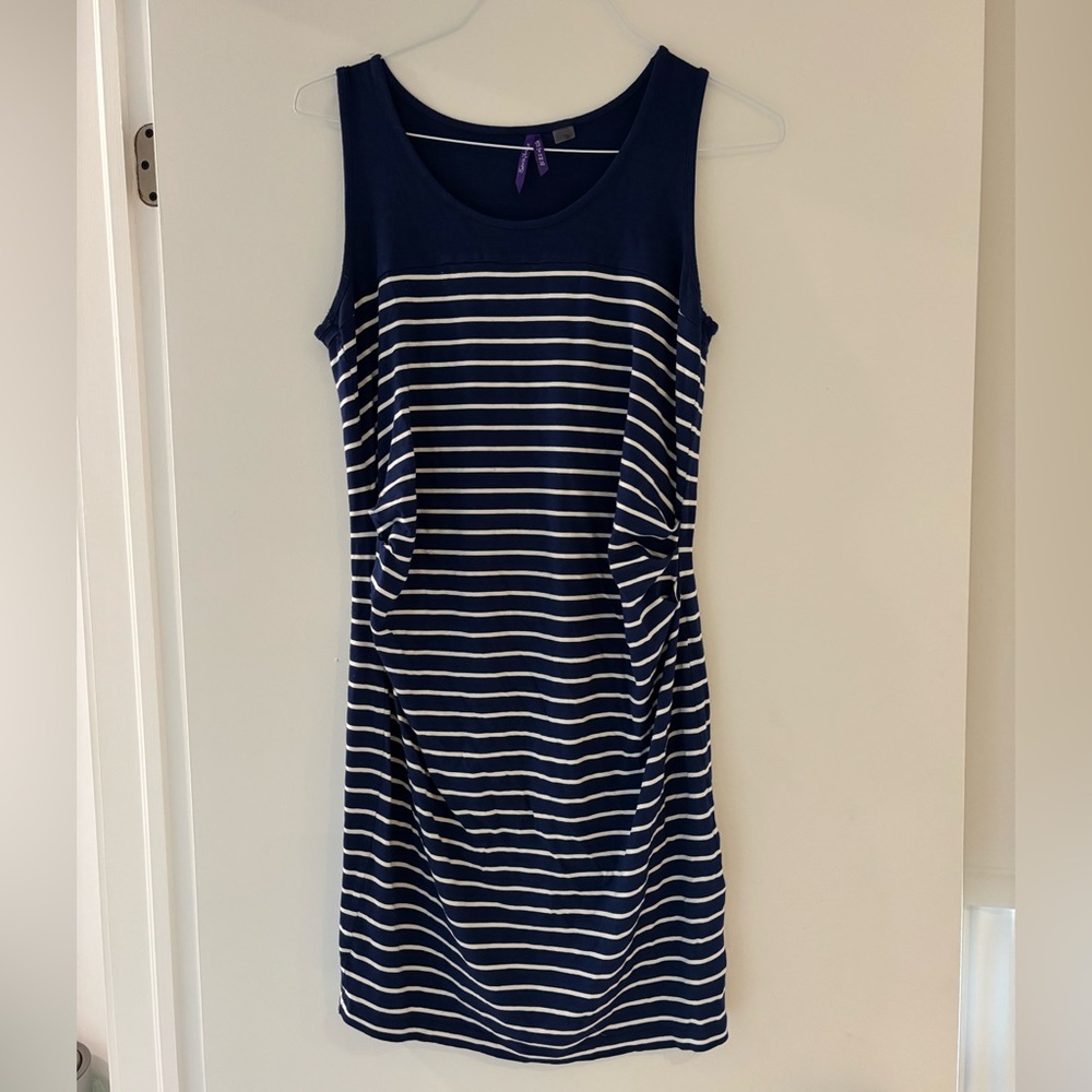 Seraphine Maternity Navy and White Striped Mini Dress